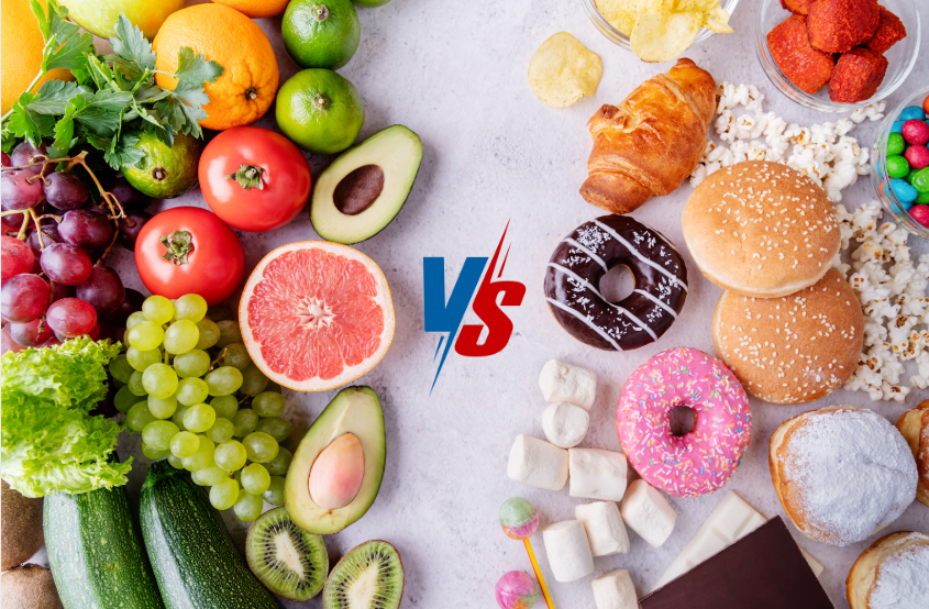Healthy food and unhealthy food chart